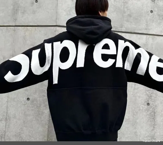 LOGO LOGO BIG L S Black Grey JACQUARD HOODED Hoodie Sweatshirt M XL Back Big SWEATSHIRT 0805